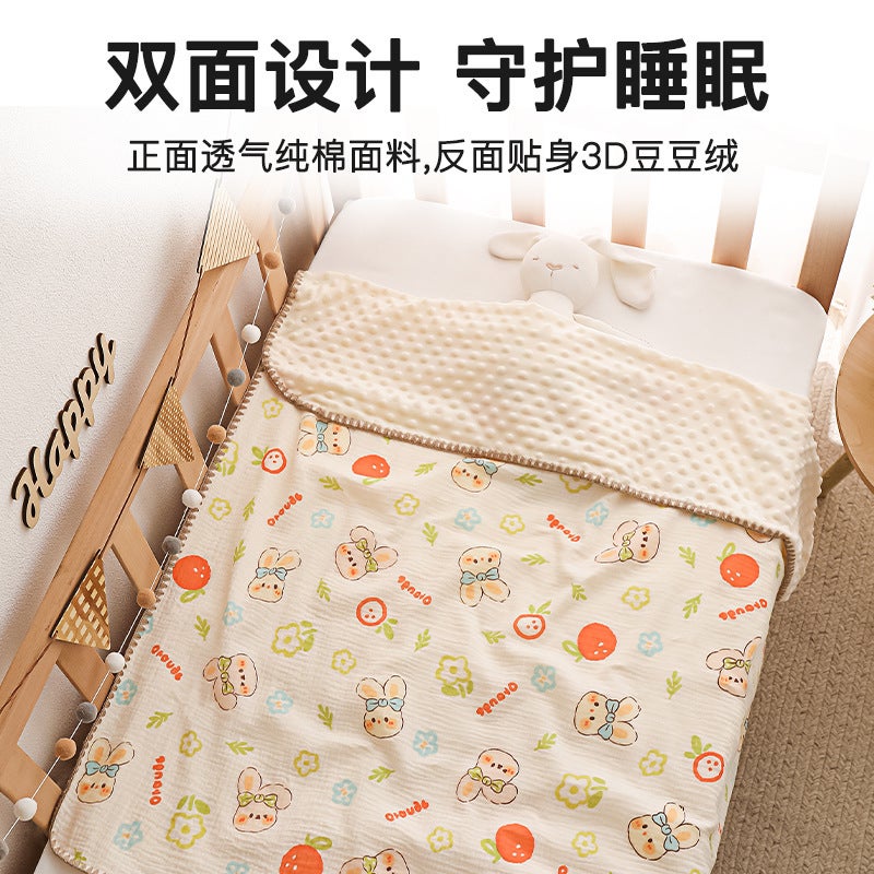 Baby Beanie Blanket Four Seasons Gauze Air Conditioning Quilt Children'S Cotton Wrinkle Baby Blanket Cartoon Pure Cotton Comfort Blanket - Image 3